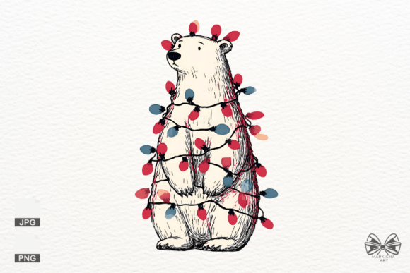 Christmas Bear with Lights Png Clipart