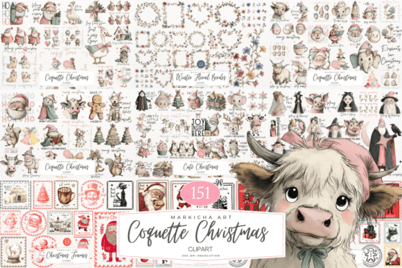 Coquette Christmas Clipart Huge Bundle Guide