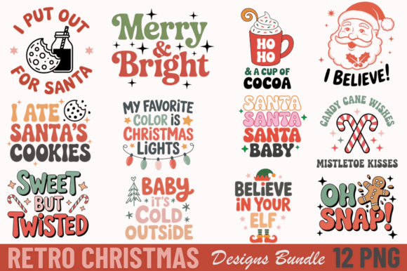 Cute Christmas Sayings PNG Bundle for Festive Designs