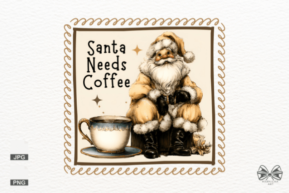 Evaluating the Santa Needs Coffee Postage PNG Clipart for Holiday Design Projects