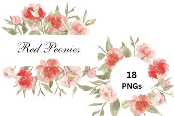 Evaluating Watercolor Red Peony Clipart Frames PNG for Design Projects