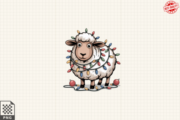 Funny Christmas Sheep Clipart Design