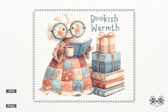 Grandma Bookish Warmth PNG: Cozy Design Assets