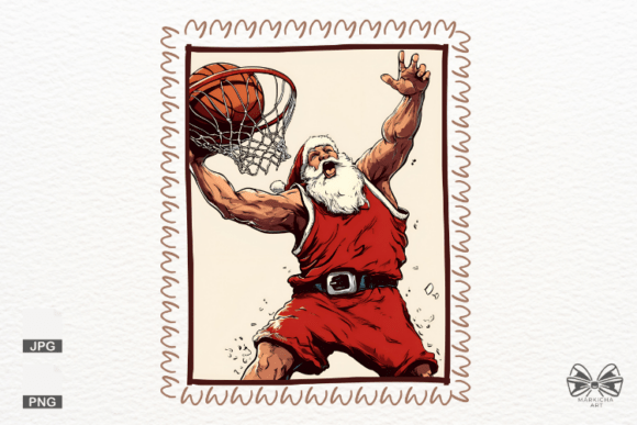 Integrating Basketball Santa Postage Png Clipart into Your Holiday Design Workflow